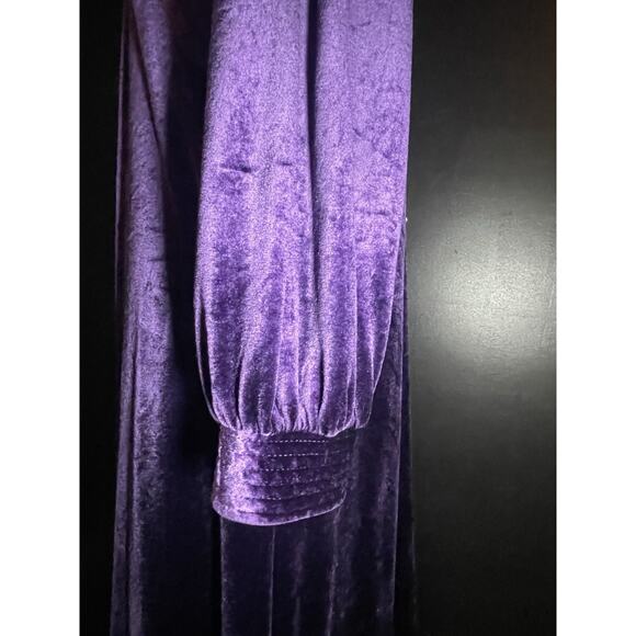 Vtg1970s Tom Bezuidenhout for Bard & Co Purple Velvet Maxi Dress Small ILGWU USA - Picture 5 of 15